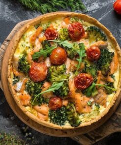 КІШ З ОВОЧАМИ ТА ЧЕРВОНОЮ РИБОЮ